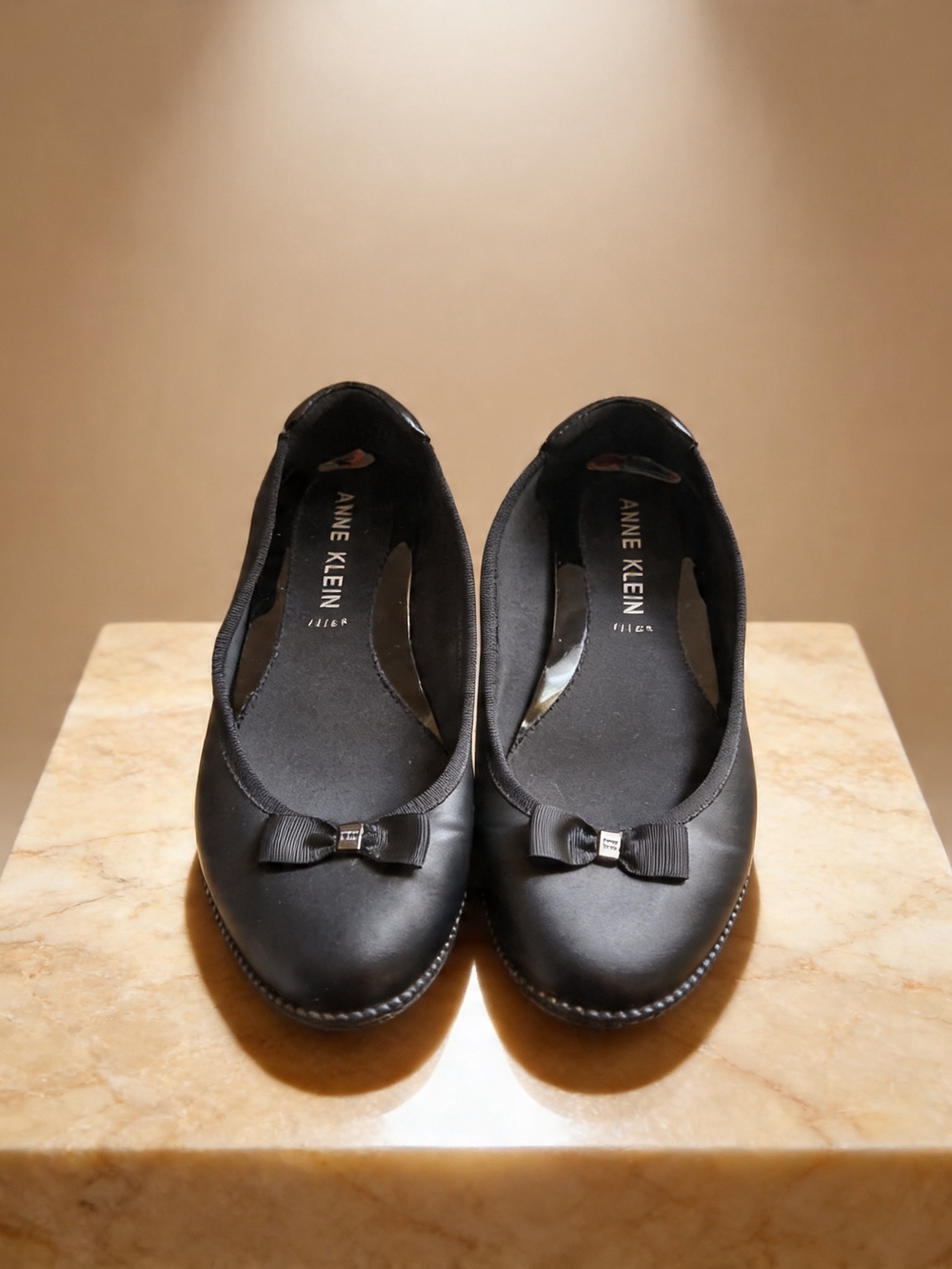 Anne Klein Black Bow Trim Classic Ballet Flats